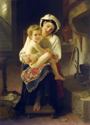 Jovem, mãe, olhar, dela, criança